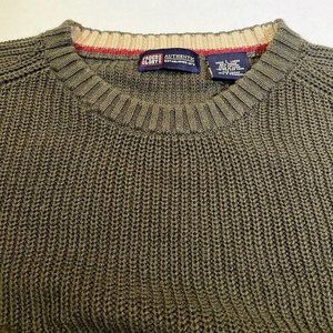 Faded Glory Mens Rib Knit Sweater Sz L Olive Green Crew Neck Raglan Ramie Cotton